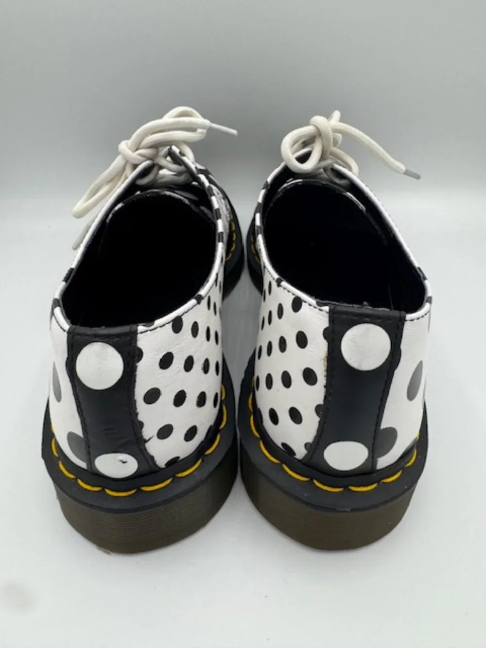 Dr. Martens Meris Black and White Polka Dot Leather Shoes Women's Size 9 - Picture 4 of 8